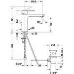 Duravit Einhebel-Waschtischmischer B.3 M ohne Zugstangen-Ablaufgarnitur chrom