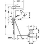 Duravit Einhebel-Bidetmischer B.3 mit Zugstangen-Ablaufgarnitur chrom