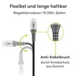 USB-C™ auf USB-A Textilkabel mit Metallsteckern (spacegrau/silber), 2 m, 2m- VPE: 1