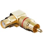 Cinch-Adapter 90°, Goldausführung, rot, Rot- VPE: 10
