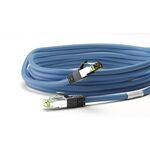 RJ45 (CAT 6A, 500 MHz) Patchkabel mit CAT 8.1 S/FTP Rohkabel, blau, 10m- VPE: 1