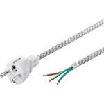 Schutzkontaktkabel hitzebeständig zum Konfektionieren, 3 m, Weiß-Silber, (3*0,75 mm²), 3m- VPE: 1