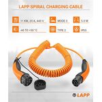 Spiral-Ladekabel Typ 2, bis zu 11 kW, 5 m, orange, 5m- VPE: 1