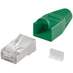 RJ45-Stecker, CAT 5e STP geschirmt mit Knickschutztülle, Grün- VPE: 10