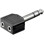 Kopfhörer-Adapter, AUX-Klinke 6,35 mm zu 2x 3,5 mm- VPE: 10