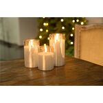 3er-Set LED-Echtwachs-Kerzen im Glas, gold-transparent- VPE: 1