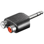 Cinch Adapter, stereo Buchse zu AUX Klinke 6,35 mm Stecker, Klinke6,35mmBuchse(3-Pin,stereo)- VPE: 10