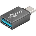 USB-C™/USB-A 3.0 OTG SuperSpeed-Adapter für Ladekabel, grau, Grau- VPE: 1