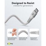 USB-C™ Supersoftes Textilkabel mit Metallsteckern, 0,5 m, weiß, 0.5m- VPE: 1