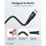 USB-C™ Supersoftes Textilkabel mit Metallsteckern, 0,5 m, schwarz, 0.5m- VPE: 1