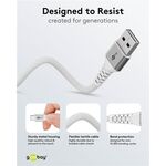 USB-C™ auf USB-A Supersoftes Textilkabel mit Metallsteckern, 1 m, weiß, 1m- VPE: 1