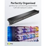CAT 6A 19 Zoll (48,3 cm) Patch Panel, 24 Port, (1 HE), Schwarz- VPE: 1
