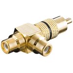 Cinch-Y-Adapter, Stecker zu 2x Buchse, Goldausführung, schwarz, Schwarz- VPE: 1