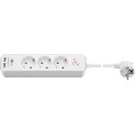 Steckdosenleiste 3-fach mit Schalter und USB- VPE: 1