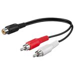 Audio Y-Kabeladapter, 2x Cinch-Stecker zu 1x Stereo-Cinch-Buchse, 0.2m- VPE: 1