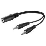 Audio Y-Kabeladapter 3,5 mm, 1x Stereo-Buchse zu 2x Mono-Stecker, 0.2m- VPE: 1