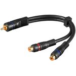 Audio Y-Kabeladapter, 1x Stereo-Cinch-Stecker zu 2x Cinch-Buchse, OFC, zweifach geschirmt, 0.2m- VPE: 1