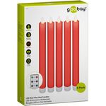 5er-Set rote LED-Echtwachs-Stabkerzen, inkl. Fernbedienung- VPE: 1