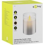 LED-Echtwachskerze im Glas, 7,5 x 10 cm, grau-transparent- VPE: 1