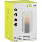 LED-Echtwachskerze im Glas, 7,5 x 12,5 cm, grau-transparent- VPE: 1