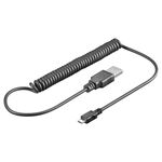 Micro-USB Lade- und Synchronisationskabel, Spiralkabel- VPE: 1