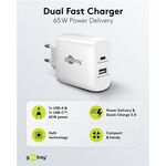 USB-C™ PD GaN Dual-Schnellladegerät (65 W) weiß, Weiß- VPE: 1