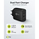 USB-C™ PD GaN Dual-Schnellladegerät (45 W) schwarz, schwarz- VPE: 1