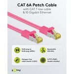RJ45 Patchkabel CAT 6A S/FTP (PiMF), 500 MHz mit CAT 7 Rohkabel, magenta, 1.5m- VPE: 1