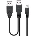 USB 2.0 Hi-Speed Dual-Power-Kabel, schwarz, 0.6m- VPE: 1