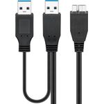 USB 3.0-Dual-Power-SuperSpeed-Kabel, Schwarz, 0.3m- VPE: 1