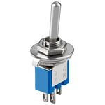 Kippschalter Subminiatur, 1x UM, 3 Pins, blaues Gehäuse- VPE: 1