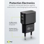 USB-A Dual-Ladegerät (12 W) schwarz, Schwarz- VPE: 1