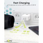 USB-A QC Dual-Schnellladegerät (28 W) weiß, Weiß- VPE: 1
