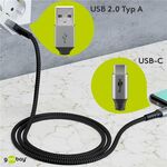 USB-C™ auf USB-A Textilkabel mit Metallsteckern (spacegrau/silber), 0,5 m, 0.5m- VPE: 1