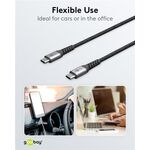 USB-C™-auf-USB-C™-Textilkabel mit Metallsteckern (spacegrau/silber), 1 m, 1m- VPE: 1