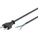 Kabel mit Eurostecker zum Konfektionieren, 1,5 m, Schwarz, (2*0,75 mm²), Schwarz- VPE: 1