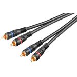 Stereo-Verbindungskabel 2x Cinch, zweifach geschirmt, 5m- VPE: 1