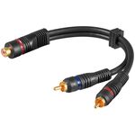 Audio Y-Kabeladapter, 2x Cinch-Stecker zu 1x Stereo-Cinch-Buchse, OFC, zweifach geschirmt, 0.2m- VPE: 1