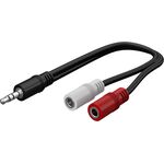 Audio Y-Kabeladapter 3,5 mm, 1x Stecker 2x Buchse mono, 0.2m- VPE: 1