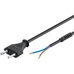 Kabel mit Eurostecker zum Konfektionieren, 1,5 m, Schwarz, (2*0,75 mm²), Schwarz- VPE: 1