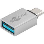 USB-C™/USB-A 3.0 OTG SuperSpeed-Adapter für Ladekabel, silber, Silber- VPE: 1