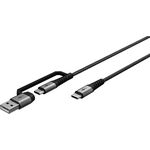 2in1 USB-Textilkabel, spacegrau/silber, 3 m, 3m- VPE: 1