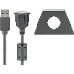 USB 2.0 Hi-Speed-Verlängerungskabel mit Montagehalterung, schwarz, 1.2m- VPE: 1