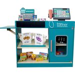 Moderne Supermarkt Theke Holz mit Kasse