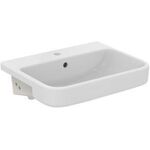 IDS Halbeinbau-Waschtisch i.life B m ÜL 1 Hahnloch 550x440x170mm weiß IDEAL STANDARD