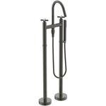 IDS Zweißriff-Wannenarmatur JOY NEO freistehend, Kreuzgriffe magnetic grey IDEAL STANDARD