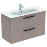 IDS Waschtisch/Möbel-Paket i.life A 100cm, Griff Schwarz Greige matt IDEAL STANDARD