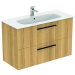 IDS Waschtisch/Möbel-Paket i.life A 100cm, Griff Schwarz Eiche Natur IDEAL STANDARD
