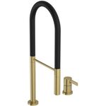 IDS 2-Loch-Küchenarmatur GUSTO Semi-Pro 2F-Brause, Ausladung 225mm brushed gold IDEAL STANDARD