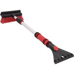 Eisschaber mit Schneebesen 2in1 Teleskop Eisschabkante 115 mm Länge 60 cm schwarz-rot rutschfester Griff NIgrün